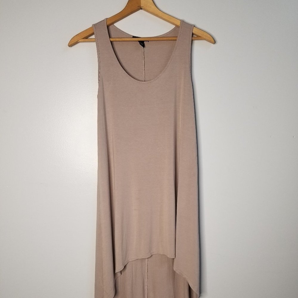 Simple Solid Tan High-Low Summer Dress